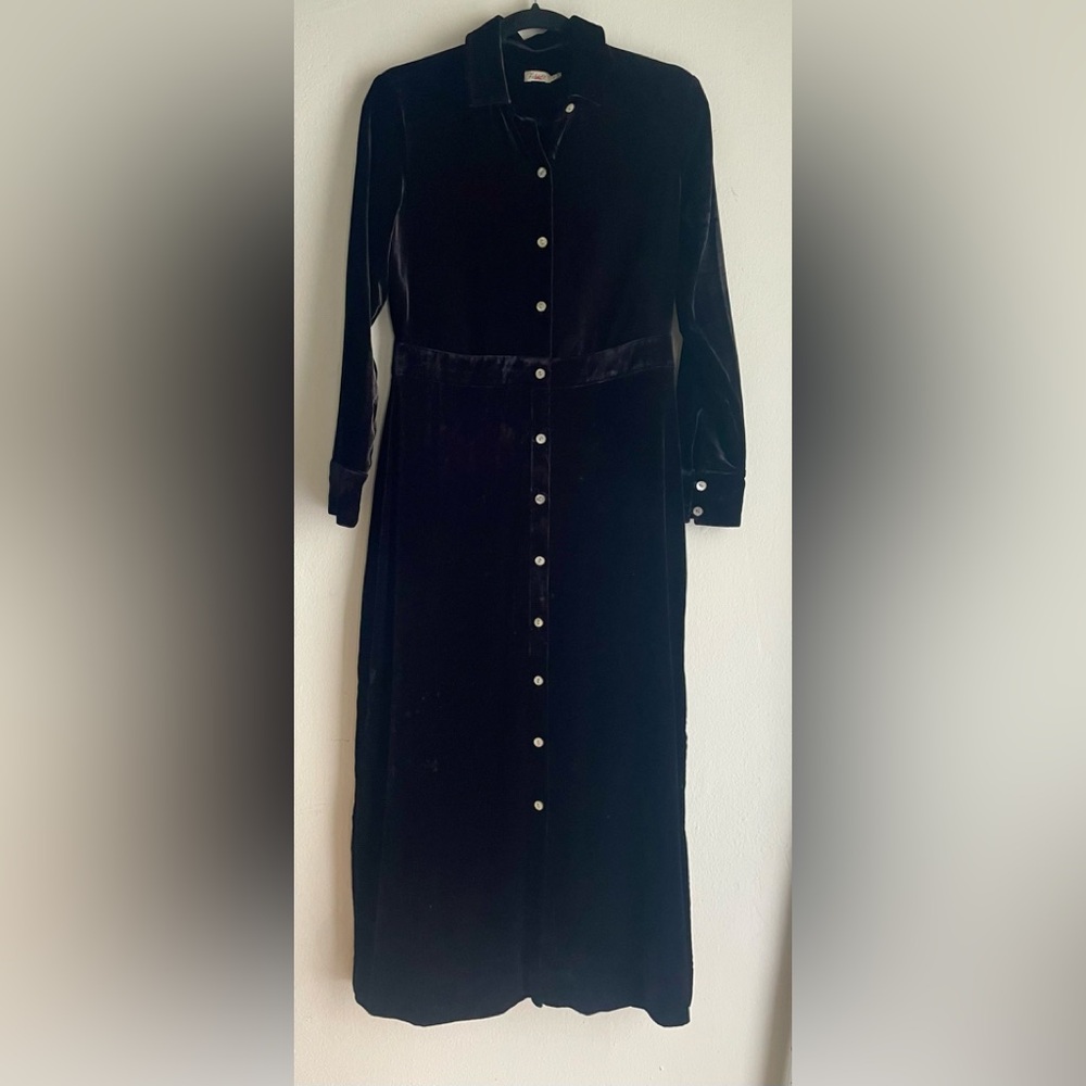 Faherty Black Long Sleeve Cuffed Shirt Dress